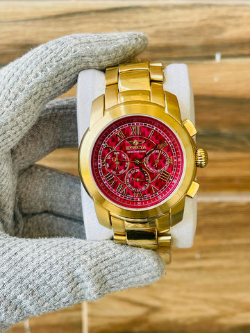 INVICTA Men's Quartz Red Woven Chronograph Swiss Watch