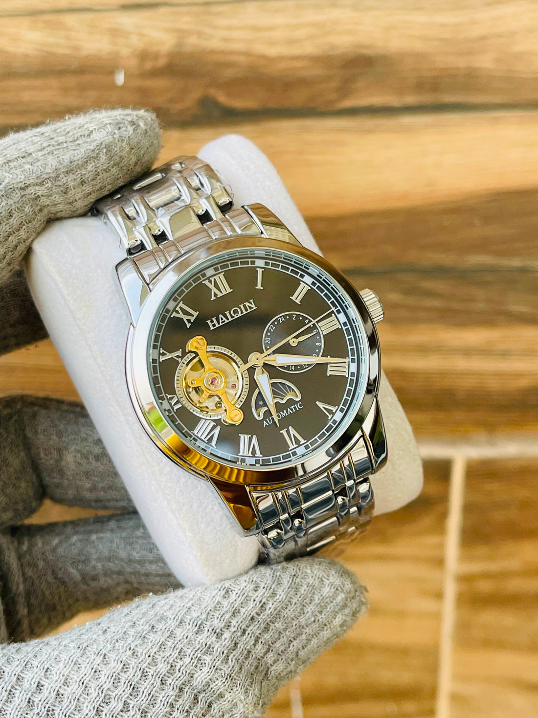 HAIQIN Men's Automatic open Heart Multifunctional Watch