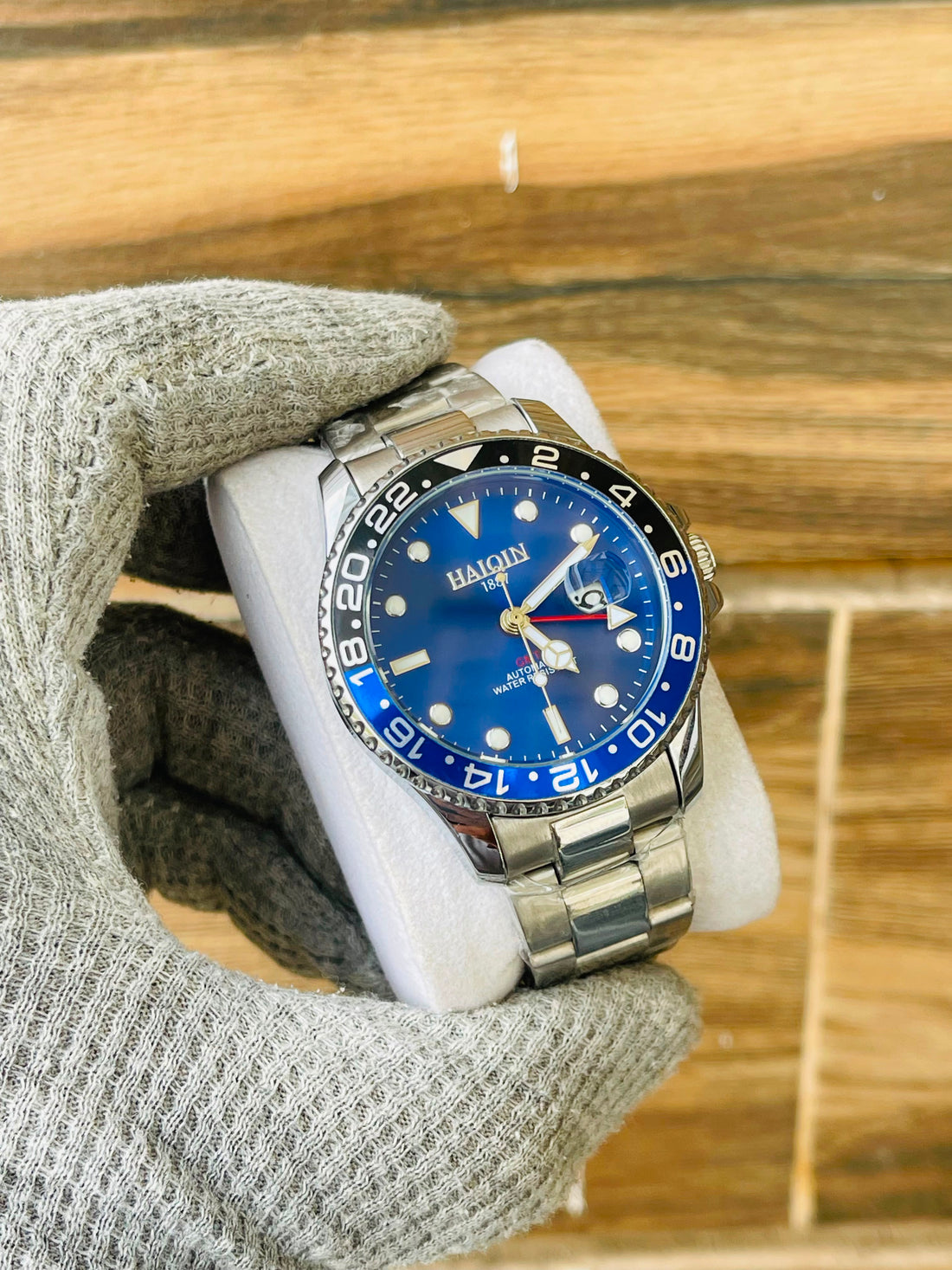 Haiqin Men's Automatic Blue Dial GMT Edition watch