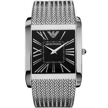 EMPORIO ARMANI Men's Black Quartz Rectangular Japan watch