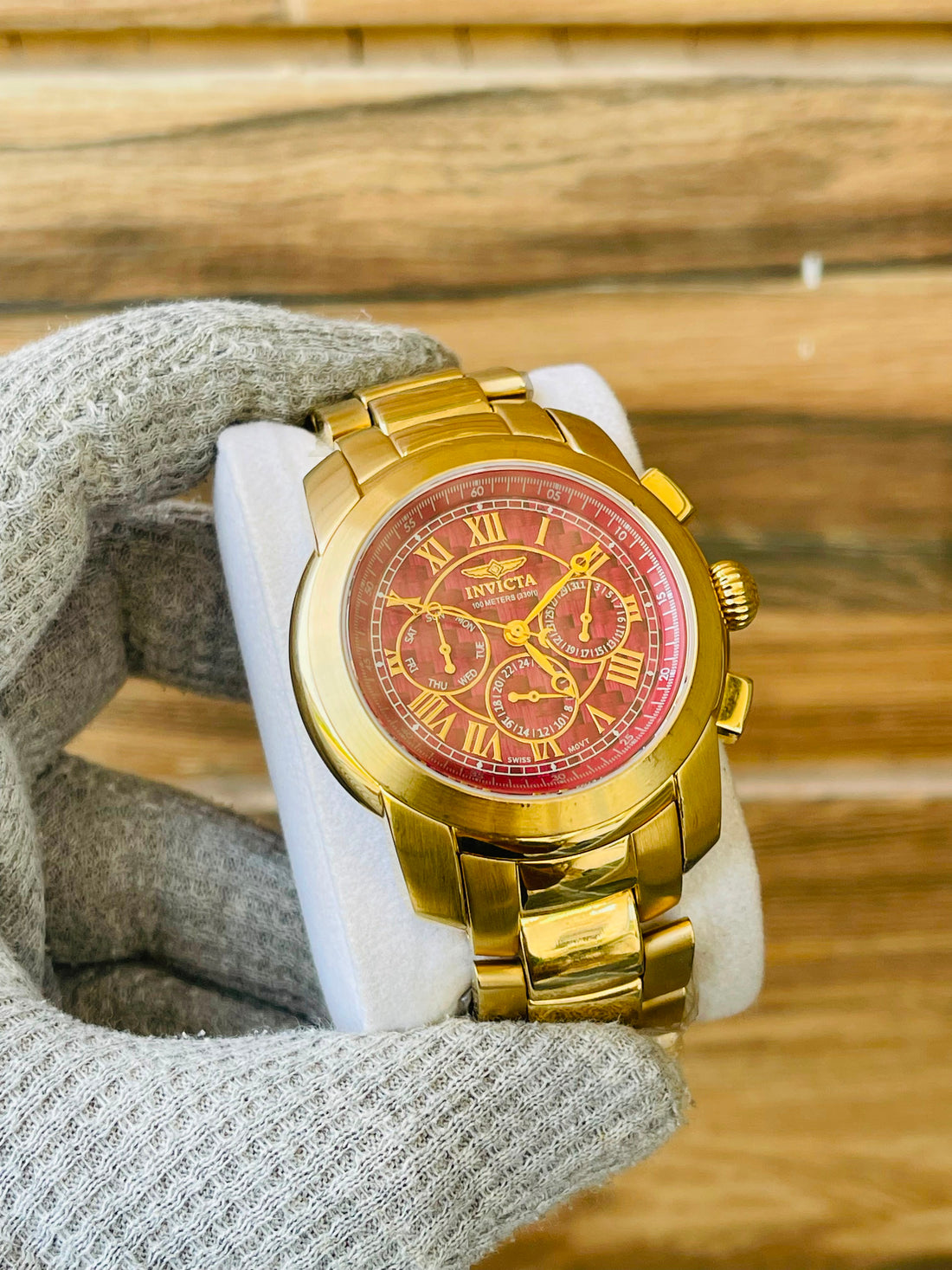 INVICTA Men's Quartz Red Woven Chronograph Swiss Watch