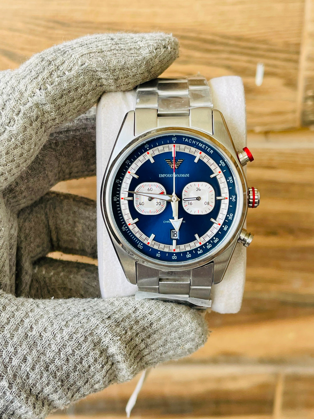 EMPORIO ARMANI Racer Blue Dial Quartz Chronograph Japan watch