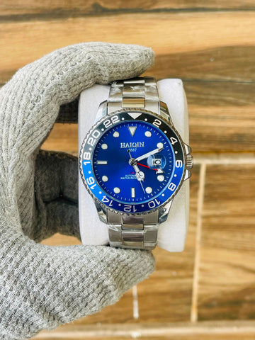 Haiqin Men's Automatic Blue Dial GMT Edition watch