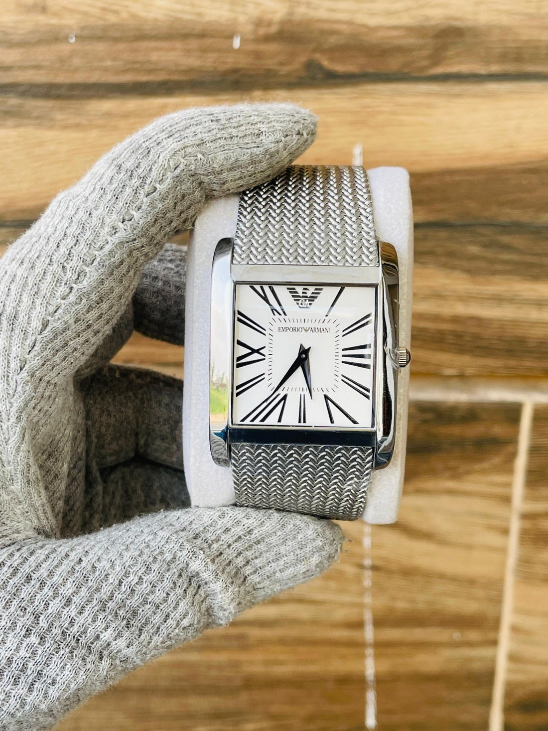 EMPORIO ARMANI Men's white Quartz Rectangular Japan watch