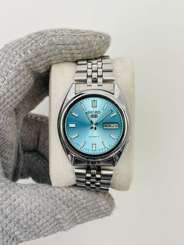 Seiko 5 Men's Sky Blue Dial Automatic Japan Watch