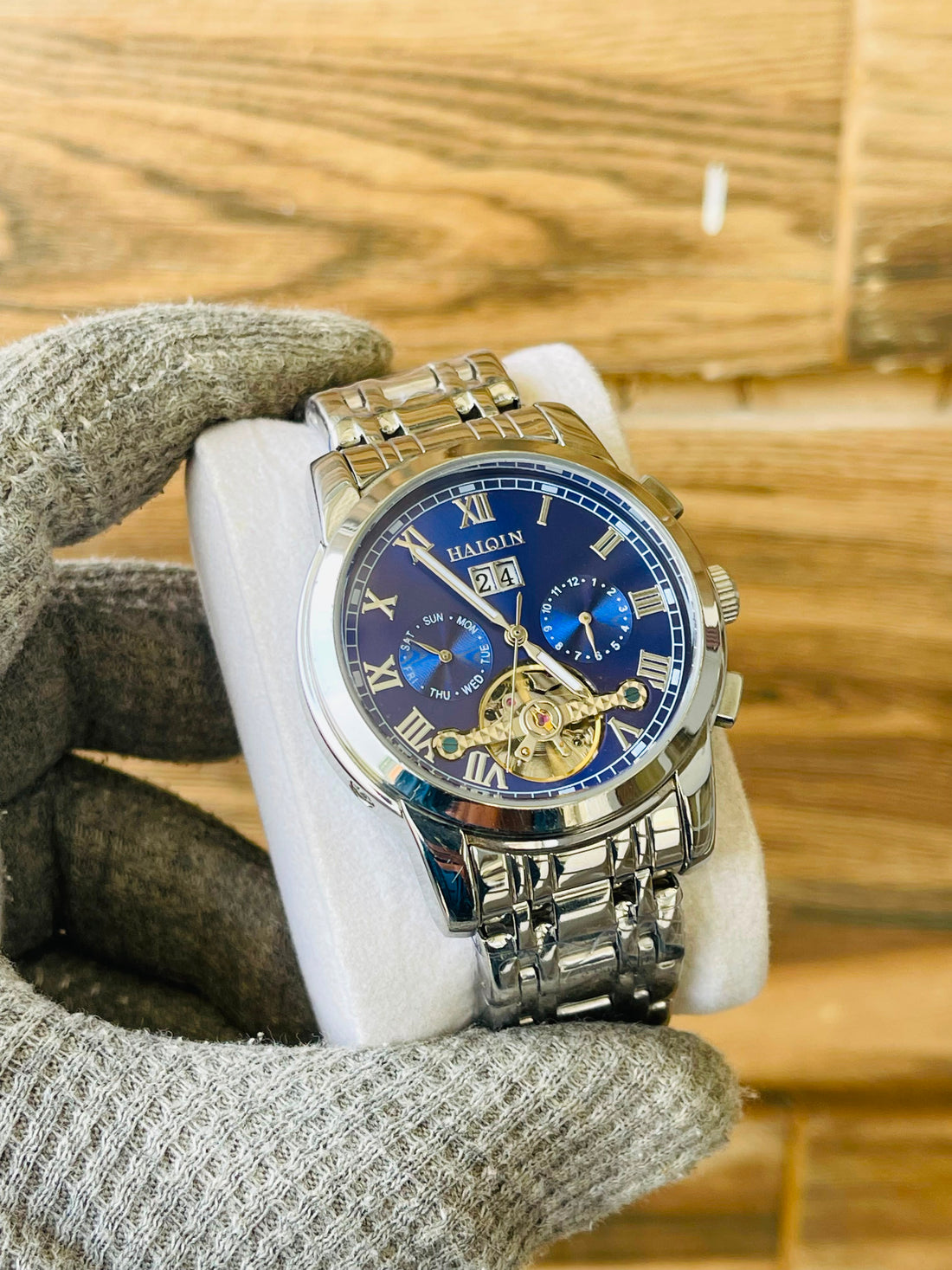 HAIQIN Men's Automatic open Heart Multifunctional Watch
