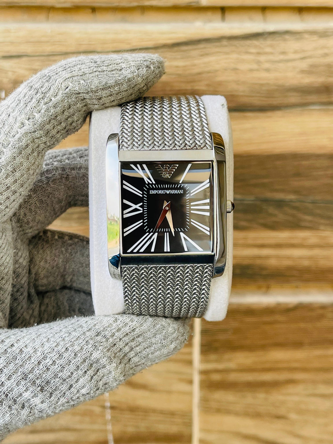 EMPORIO ARMANI Men's Black Quartz Rectangular Japan watch