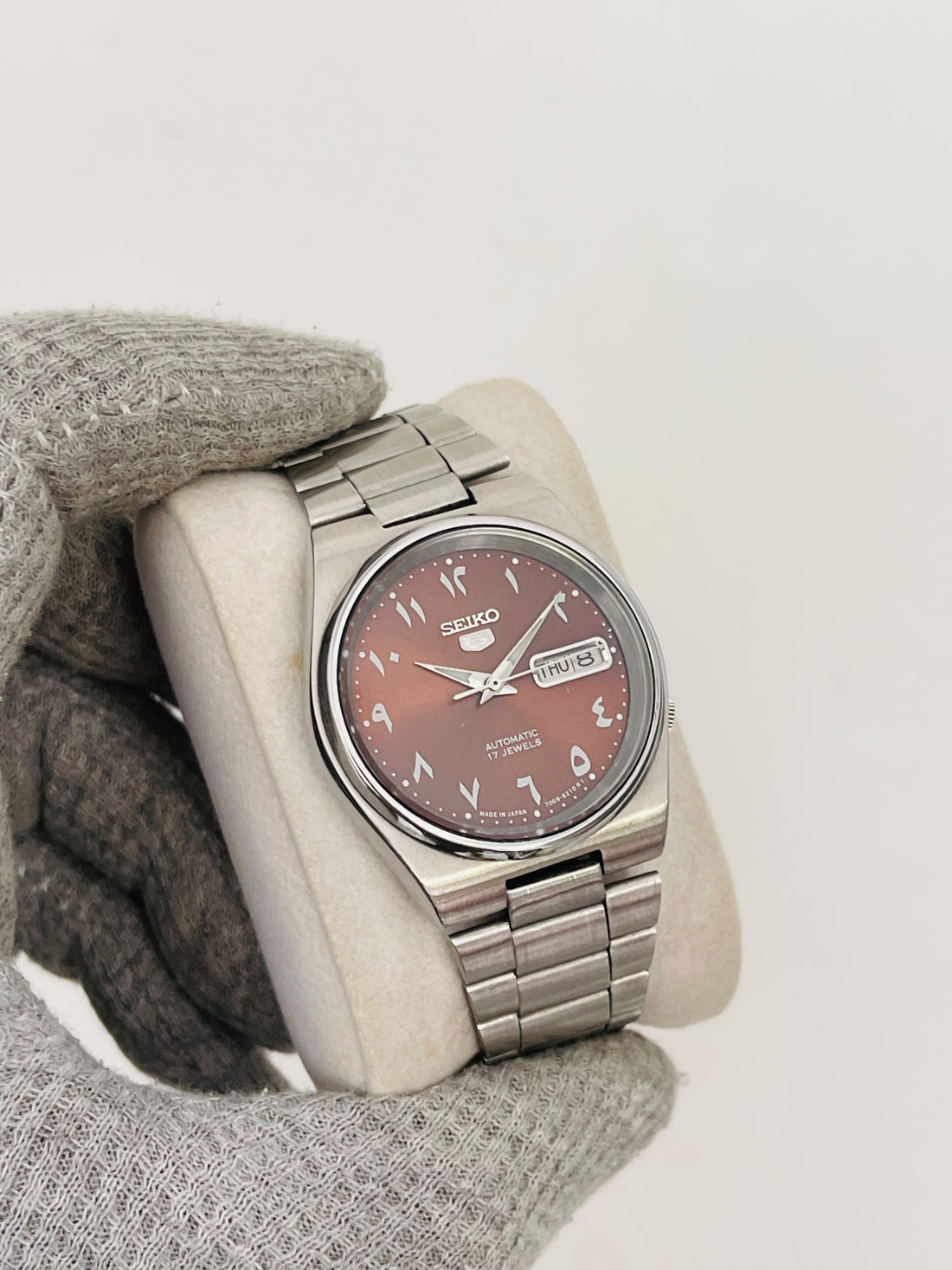Seiko 5 Men's Arabic Automatic Brown Dial Japan watch