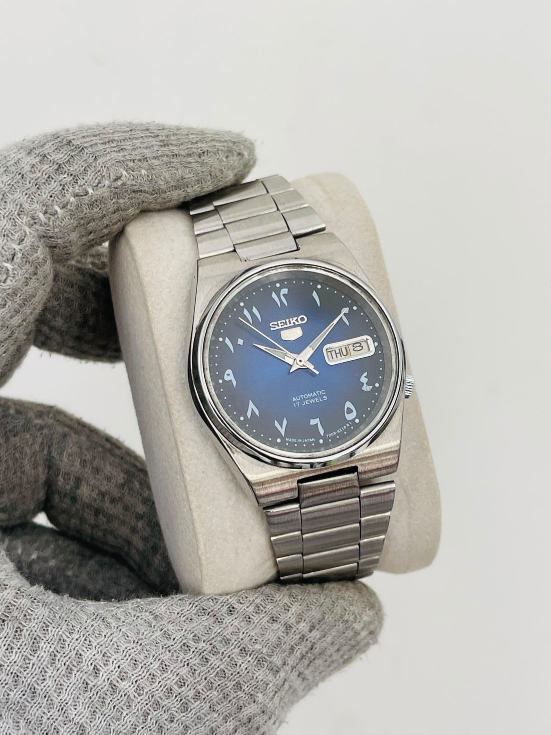 Seiko 5 Men's Arabic Automatic Blue Dial Japan watch