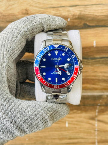 Haiqin Men's Automatic Blue Dial GMT Edition watch