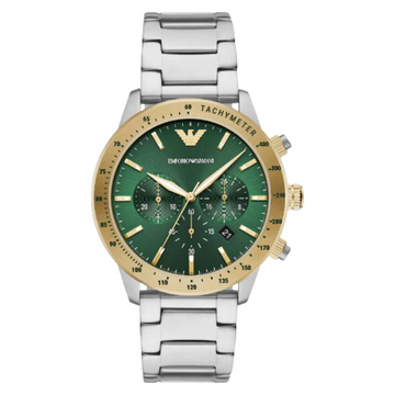 EMPORIO ARMANI Mario Green Dial Quartz Chronograph Japan watch
