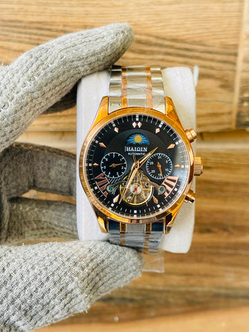 Haiqin Men's Open Heart Automatic Two Tone Chronograph watch