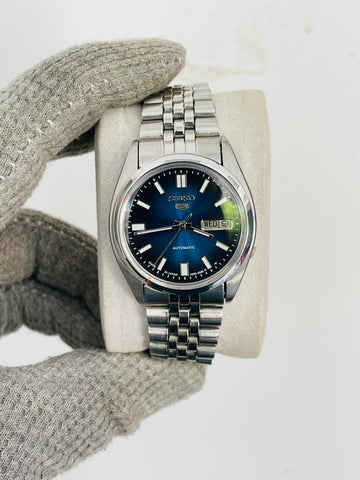 Seiko 5 Men's Blue Dome Glass Dial Automatic Japan Watch