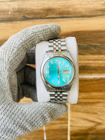 Seiko 5 Men's Tiffany Dome Glass Dial Automatic Japan Watch